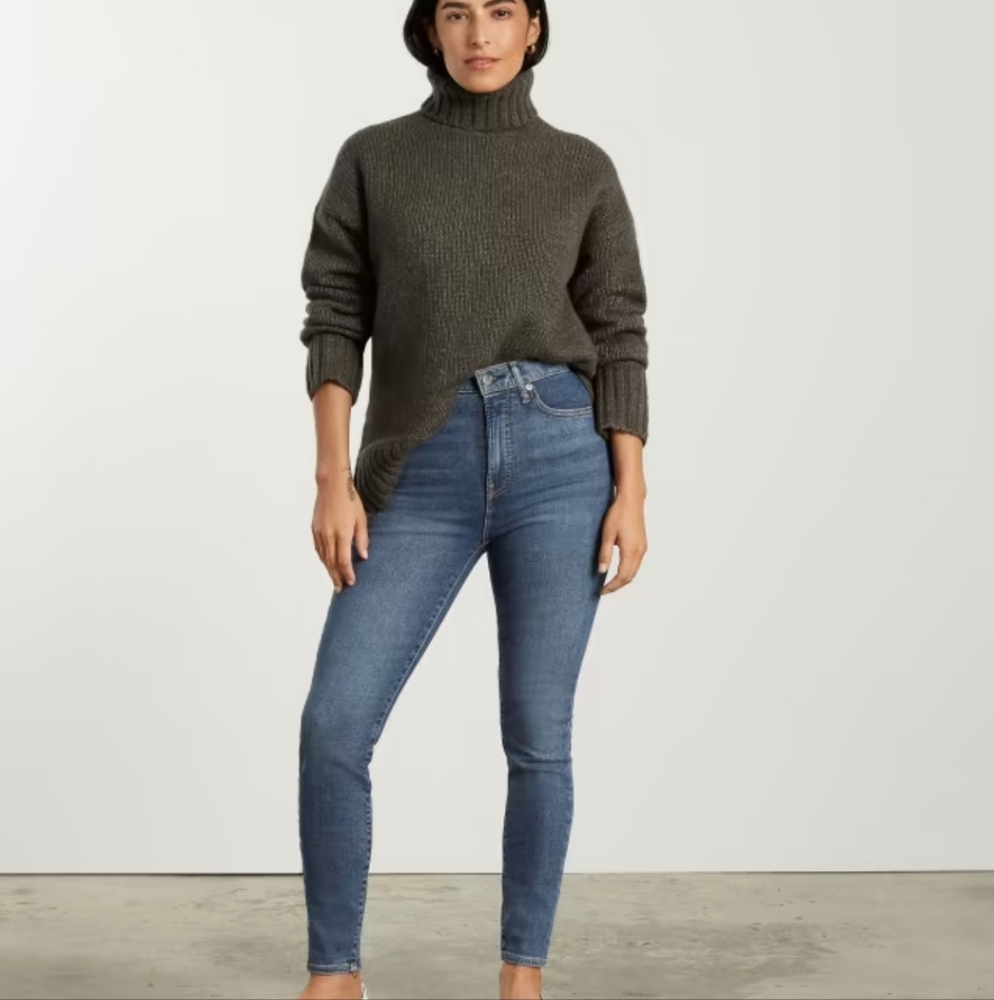Everlane The Way High Skinny Jean Authentic Blue Size 28 Organic Cotton Denim